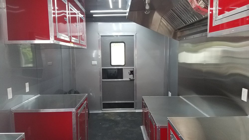 8.5' x 26' Red & Black Porch Style Concession Food Trailer