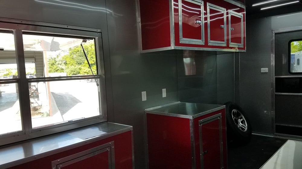 8.5' x 26' Red & Black Porch Style Concession Food Trailer