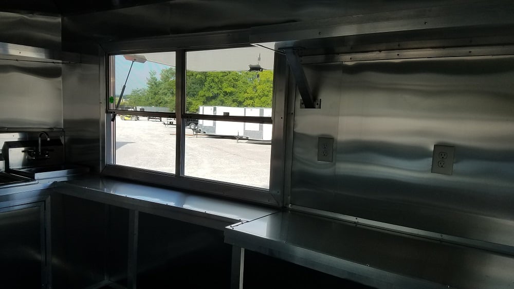 8.5' x 18' White Porch Style Event Concession Food Trailer