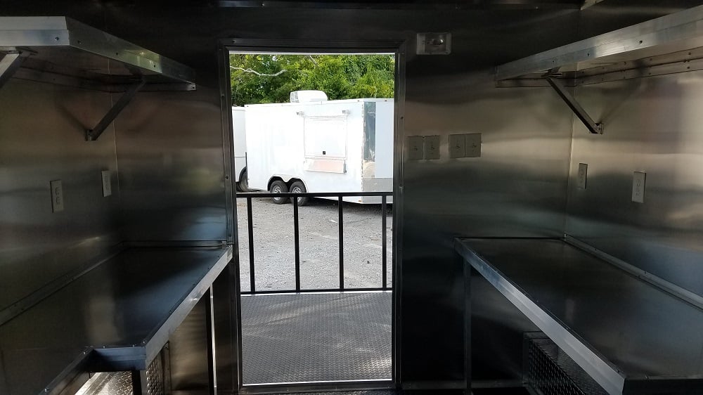 8.5' x 18' White Porch Style Event Concession Food Trailer