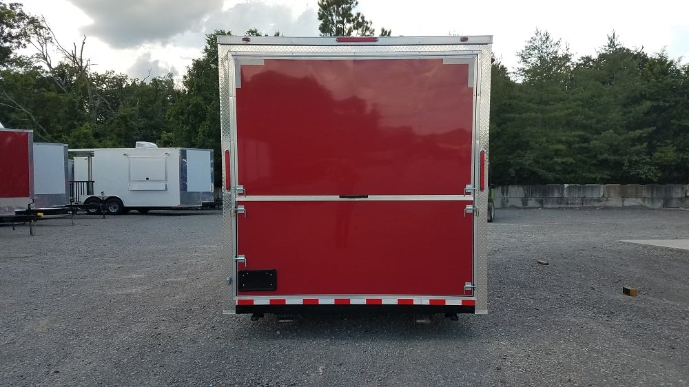 8.5' x 20' Red Porch Style Concession Food Trailer