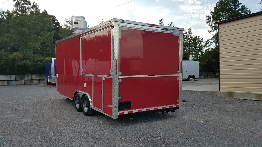 8.5' x 20' Red Porch Style Concession Food Trailer