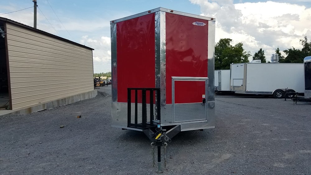 8.5' x 20' Red Porch Style Concession Food Trailer