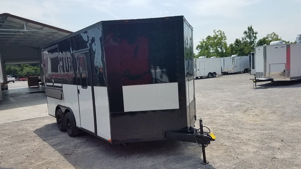 8.5' x 16' Black & White Food Concession Event Trailer