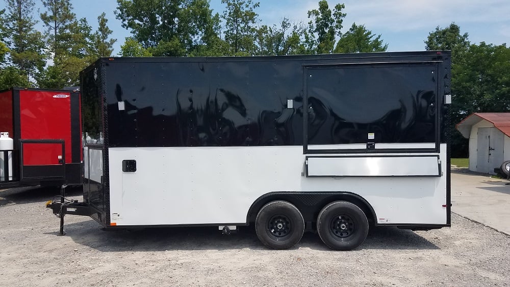 8.5' x 16' Black & White Food Concession Event Trailer