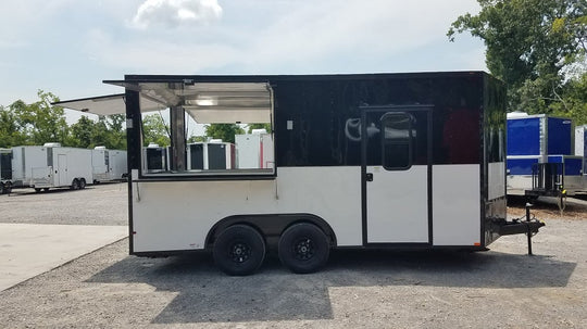 8.5' x 16' Black & White Food Concession Event Trailer