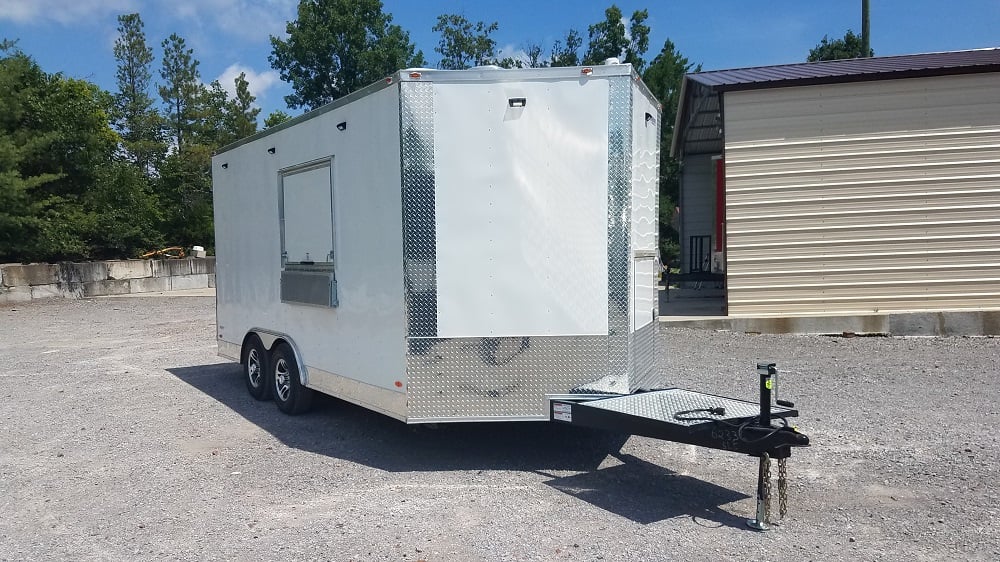 8.5' x 16' White Concession Food Trailer With Appliances