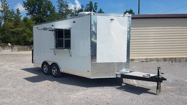 8.5' x 16' White Concession Food Trailer