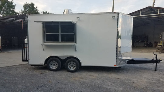 8.5' x 14' White Concession Food Trailer With Appliances