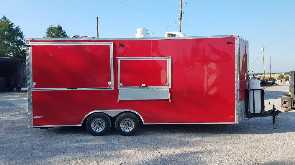 8.5' x 20' Red Porch Style Concession Food Trailer With Appliances