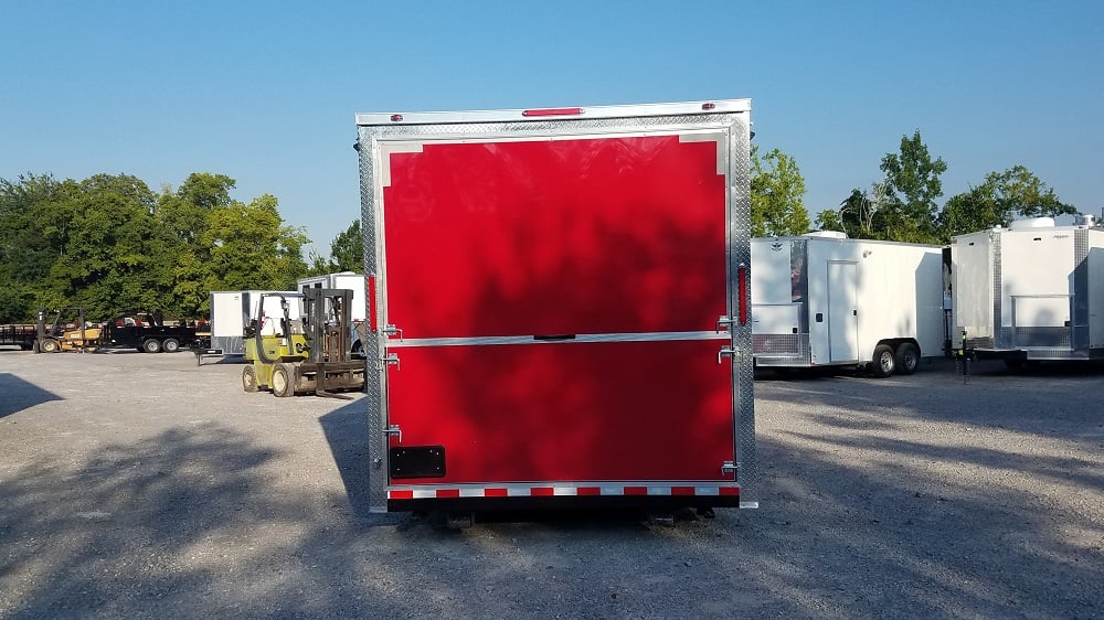 8.5' x 20' Red Porch Style Concession Food Trailer With Appliances