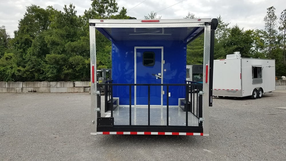 8.5' x 22' Cobalt Blue Porch Style Concession Food Trailer