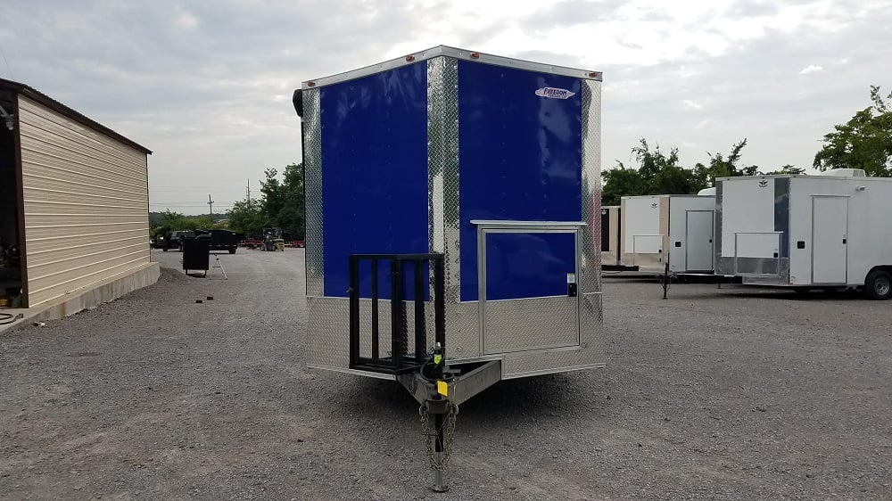 8.5' x 22' Cobalt Blue Porch Style Concession Food Trailer With Appliances