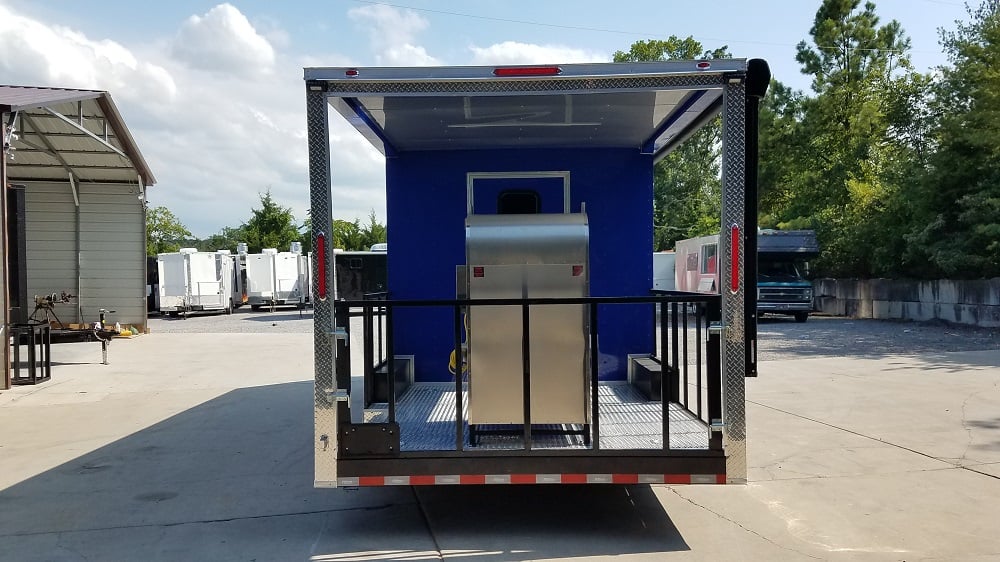 8.5' x 22' Cobalt Blue Porch Style Concession Food Trailer With Appliances