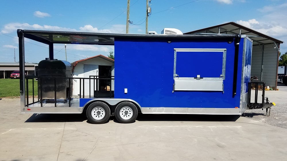 8.5' x 22' Cobalt Blue Porch Style Concession Food Trailer With Appliances