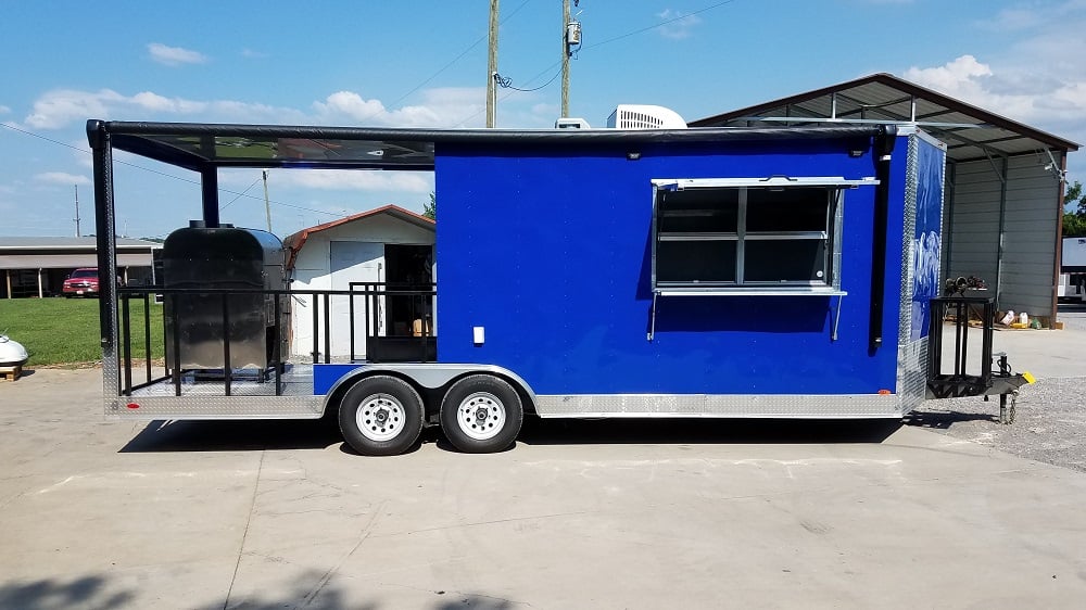 8.5' x 22' Cobalt Blue Porch Style Concession Food Trailer With Appliances