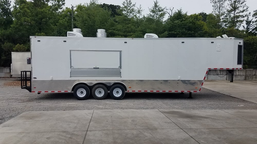 8.5' x 35' White Gooseneck Concession Food Trailer With Appliances