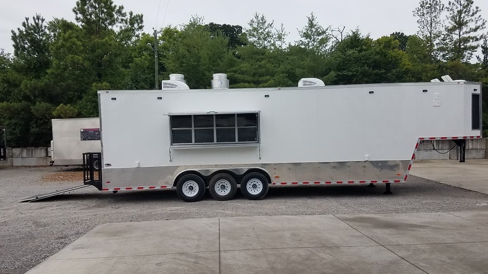 8.5' x 35' White Gooseneck Concession Food Trailer With Appliances