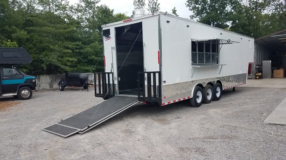 8.5' x 35' White Gooseneck Concession Food Trailer With Appliances