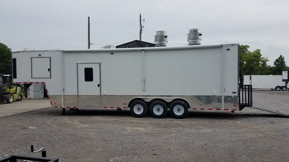 8.5' x 35' White Gooseneck Concession Food Trailer With Appliances