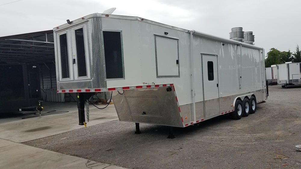 8.5' x 35' White Gooseneck Concession Food Trailer With Appliances