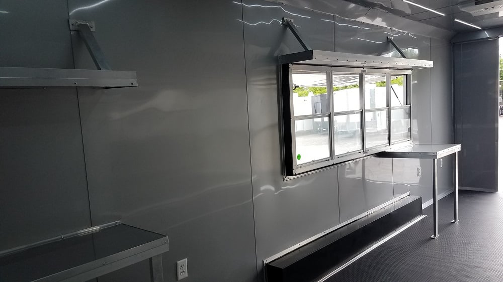 White 8.5' x 35' Gooseneck Food Vending Trailer