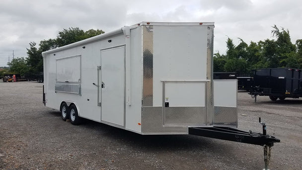 8.5' x 24' White Concession Food Trailer