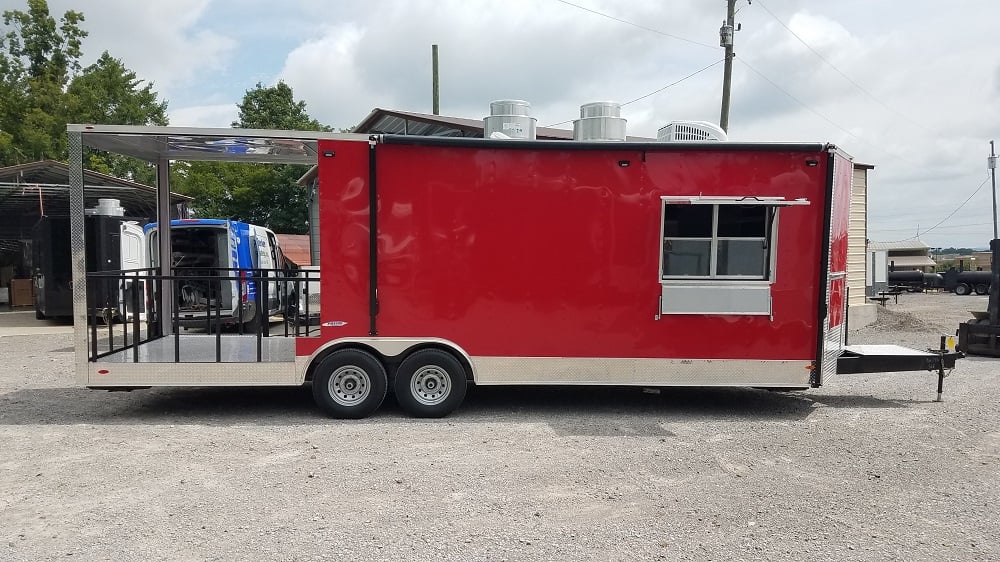 8.5' x 26' Red Porch Style Concession Food Trailer