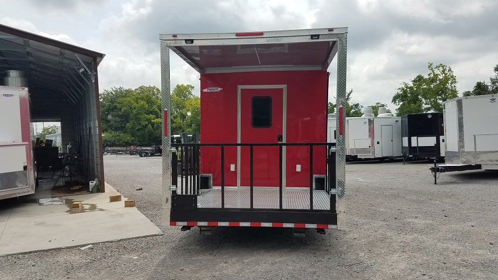 8.5' x 26' Red Porch Style Concession Food Trailer