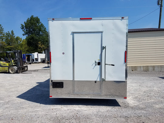 8.5' x 16' Double Window White Concession Food Trailer