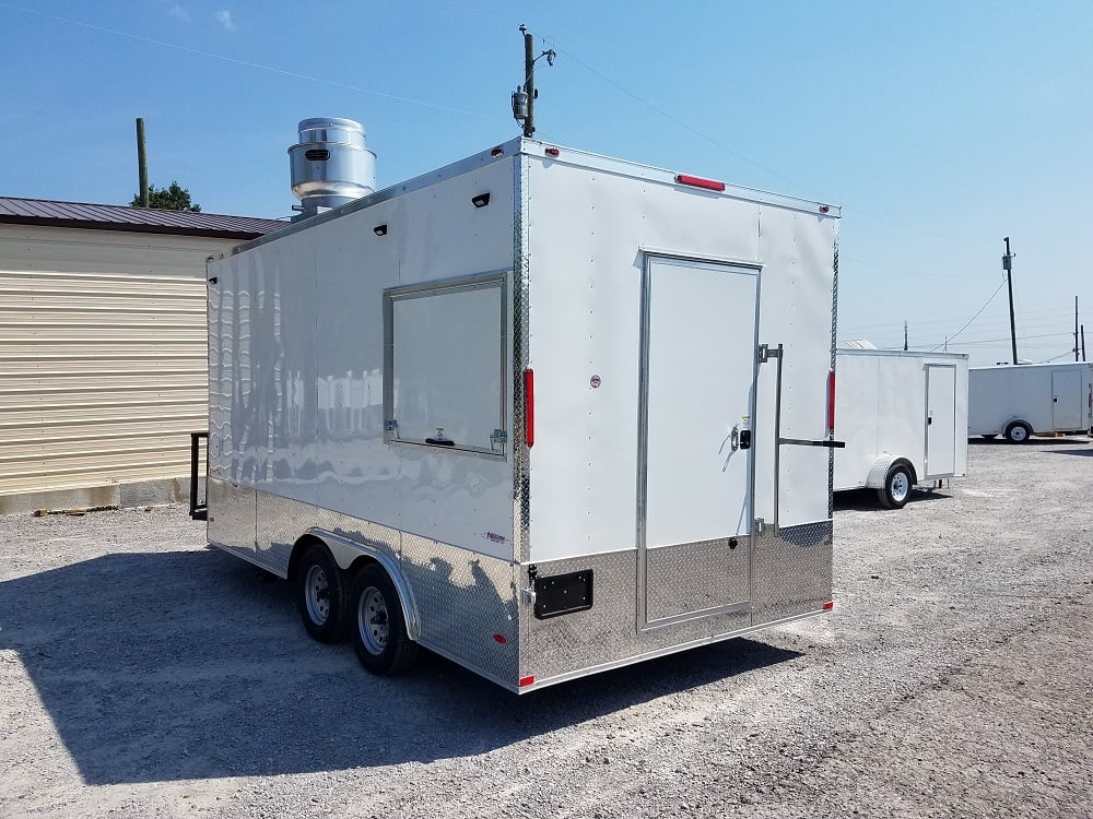 8.5' x 16' Double Window White Concession Food Trailer