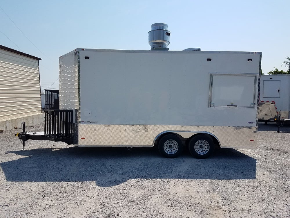 8.5' x 16' Double Window White Concession Food Trailer