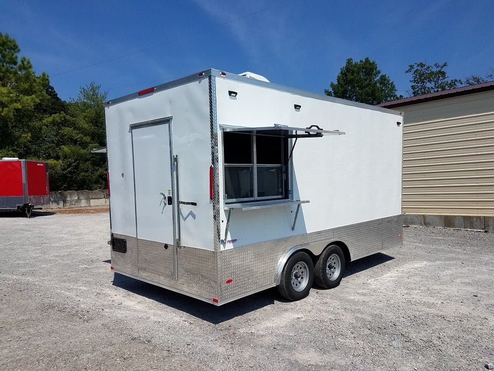 8.5' x 16' Double Window White Concession Food Trailer