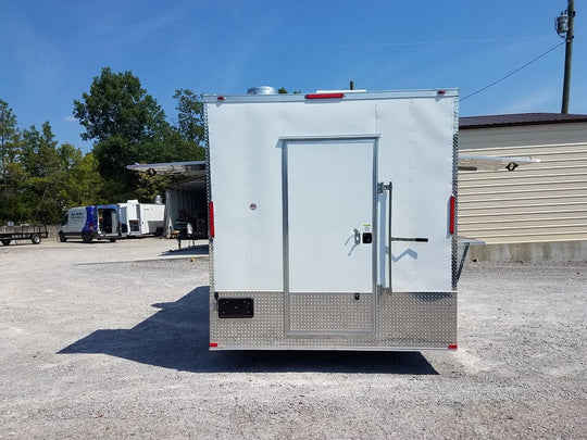 8.5' x 16' Double Window White Concession Food Trailer