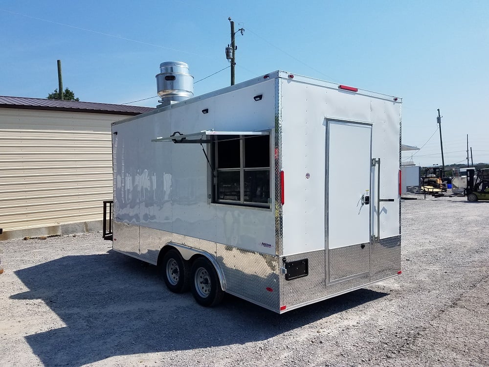 8.5' x 16' Double Window White Concession Food Trailer