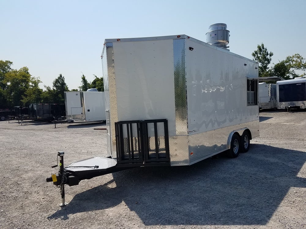 8.5' x 16' Double Window White Concession Food Trailer