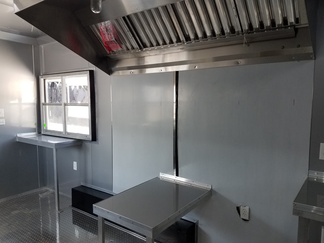 8.5' x 16' Double Window White Concession Food Trailer