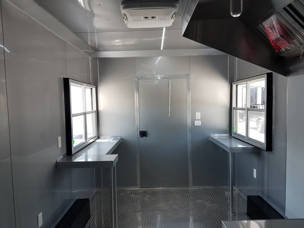 8.5' x 16' Double Window White Concession Food Trailer