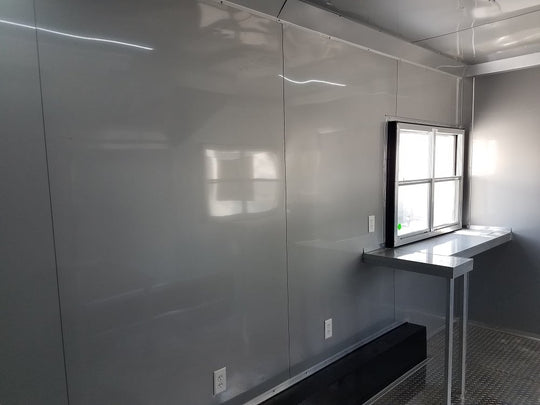 8.5' x 16' Double Window White Concession Food Trailer