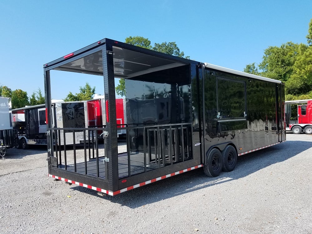 Black on Black 8.5x30 Porch Style Concession Food Trailer