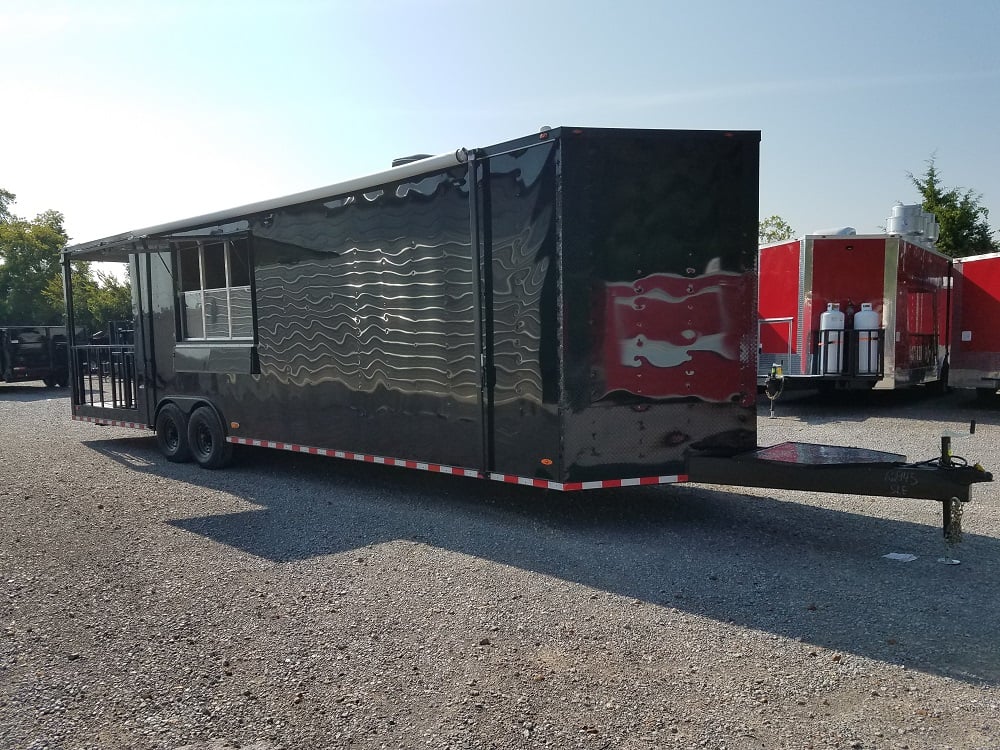 Black on Black 8.5x30 Porch Style Concession Food Trailer