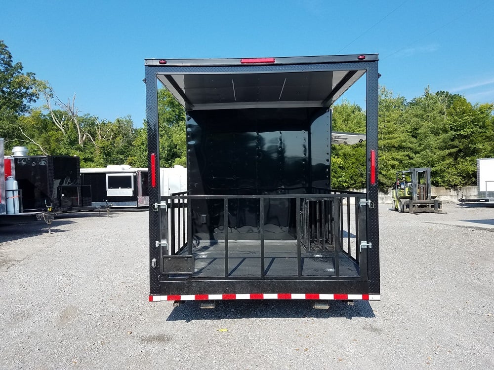 Black on Black 8.5x30 Porch Style Concession Food Trailer