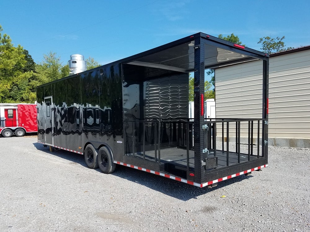 Black on Black 8.5x30 Porch Style Concession Food Trailer