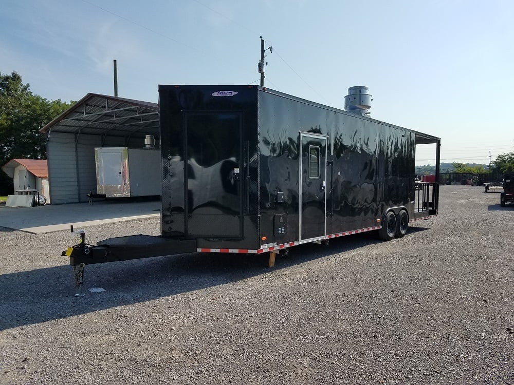 Black on Black 8.5x30 Porch Style Concession Food Trailer