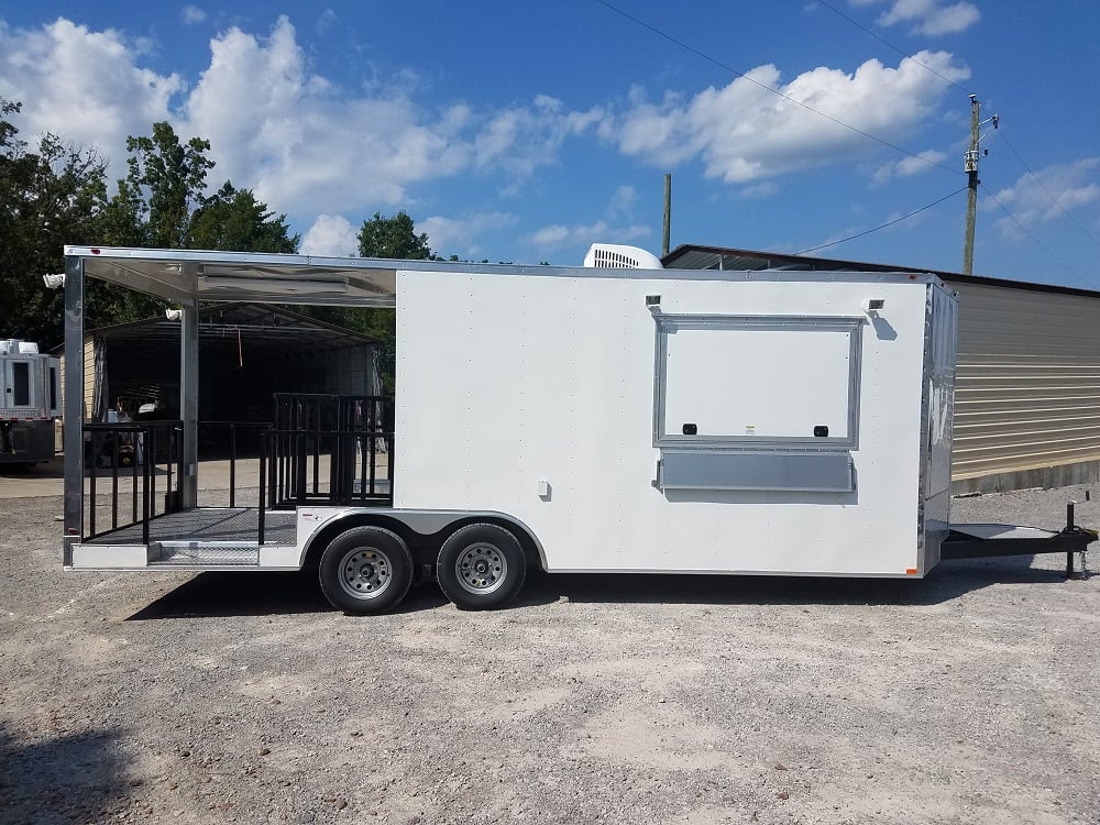 8.5' x 20' Porch Style White Concession Food Trailer