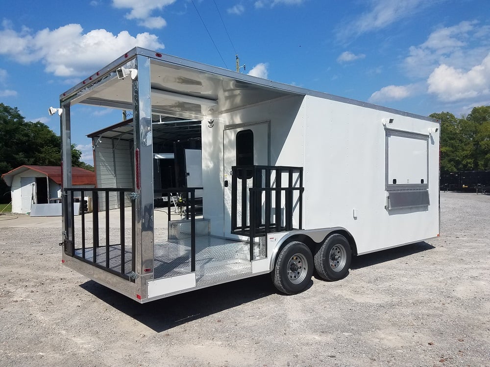 8.5' x 20' Porch Style White Concession Food Trailer