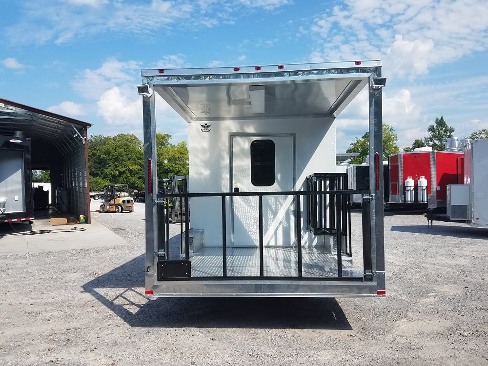 8.5' x 20' Porch Style White Concession Food Trailer