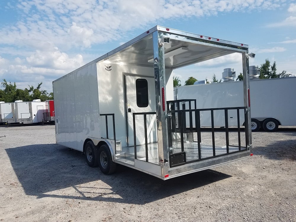 8.5' x 20' Porch Style White Concession Food Trailer