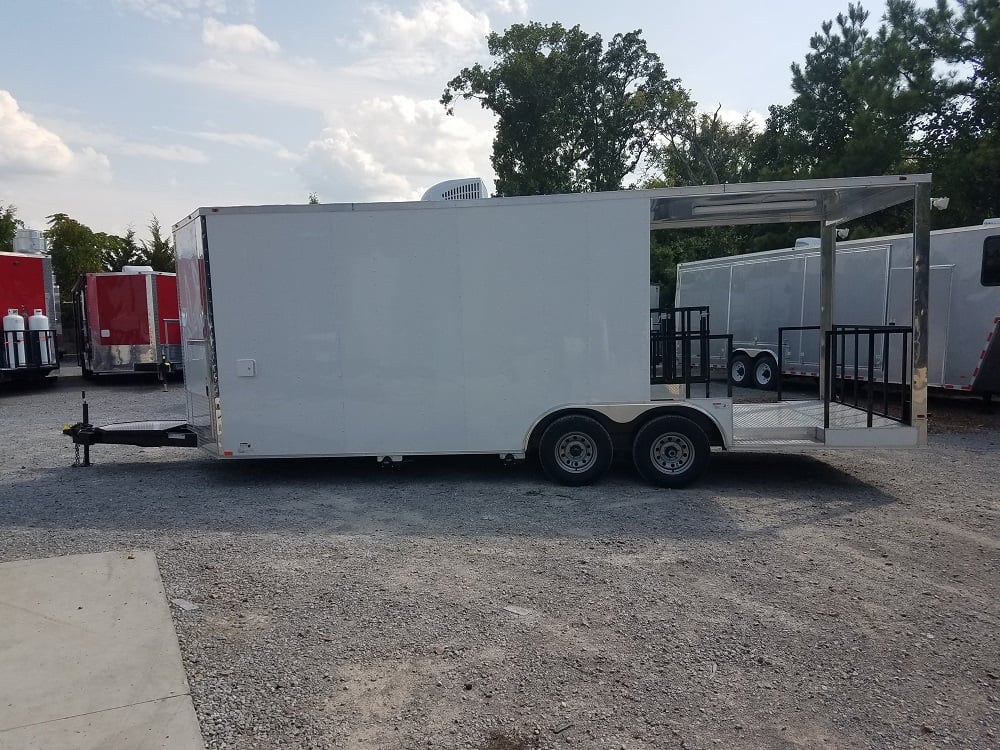 8.5' x 20' Porch Style White Concession Food Trailer