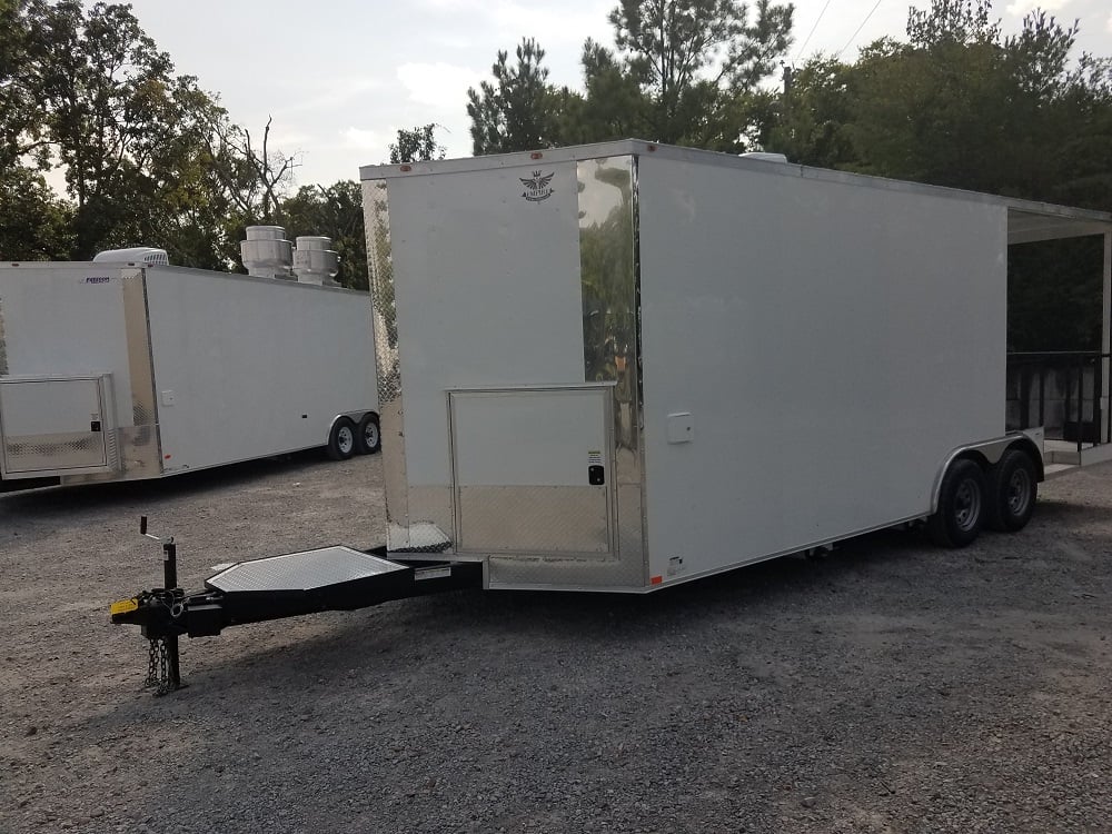 8.5' x 20' Porch Style White Concession Food Trailer